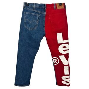 Levi's 541 Colorblock Red Blue Spellout Jeans Mens 42x30 - AC